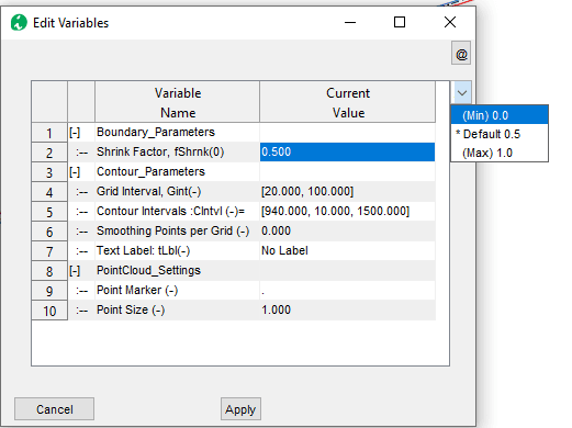 Choose shrink factor